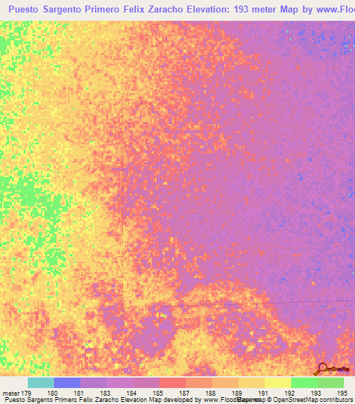 Puesto Sargento Primero Felix Zaracho,Paraguay Elevation Map