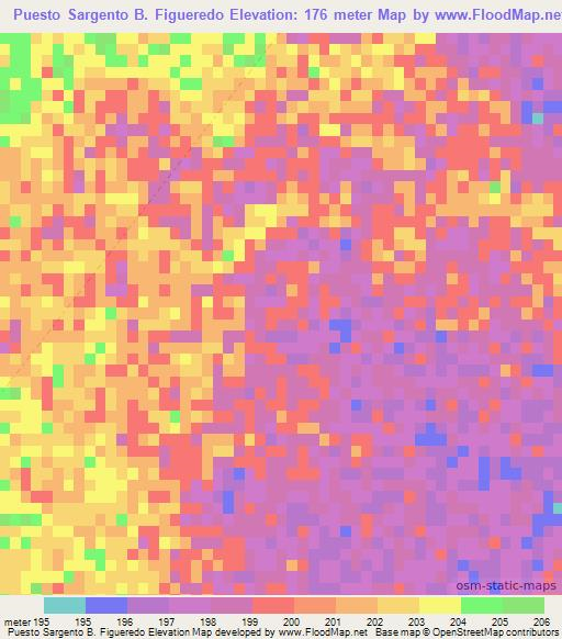 Puesto Sargento B. Figueredo,Paraguay Elevation Map