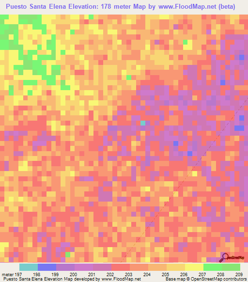Puesto Santa Elena,Paraguay Elevation Map