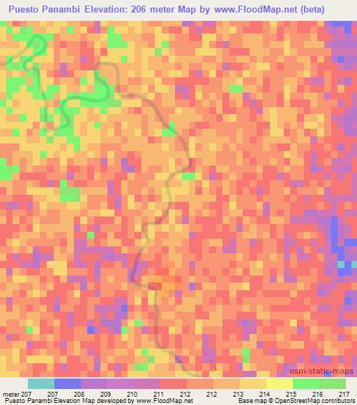 Puesto Panambi,Paraguay Elevation Map