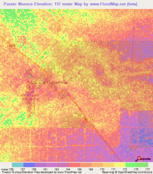 Puesto Muneca,Paraguay Elevation Map