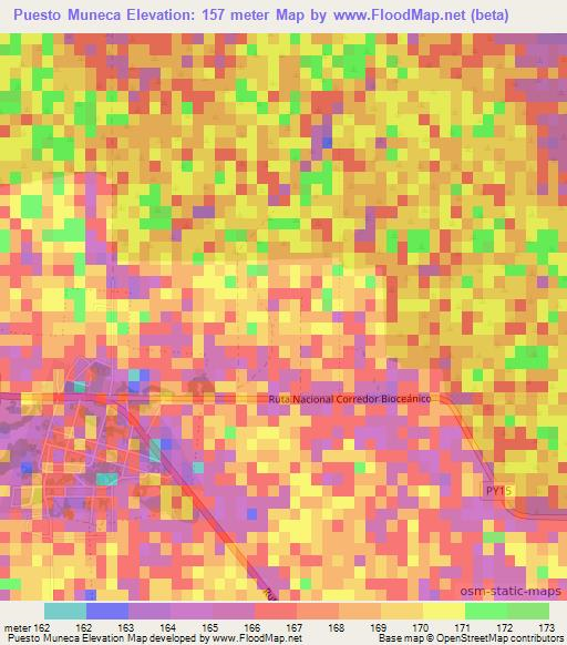 Puesto Muneca,Paraguay Elevation Map