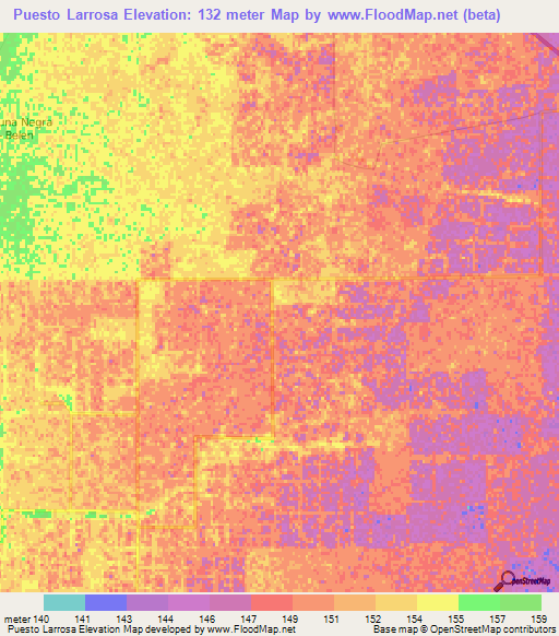 Puesto Larrosa,Paraguay Elevation Map