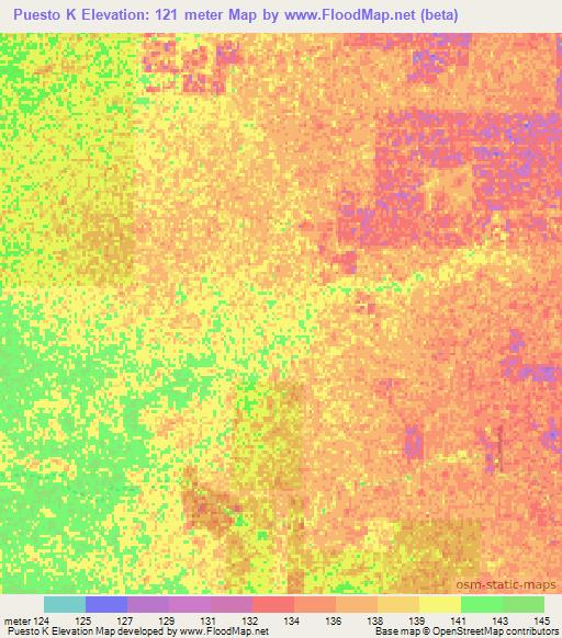 Puesto K,Paraguay Elevation Map