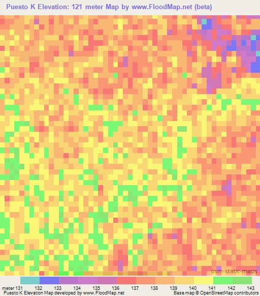 Puesto K,Paraguay Elevation Map