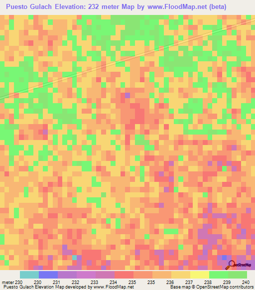 Puesto Gulach,Paraguay Elevation Map