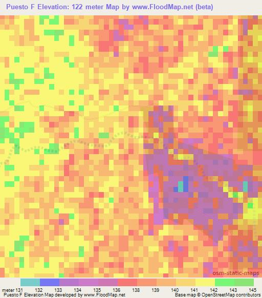 Puesto F,Paraguay Elevation Map