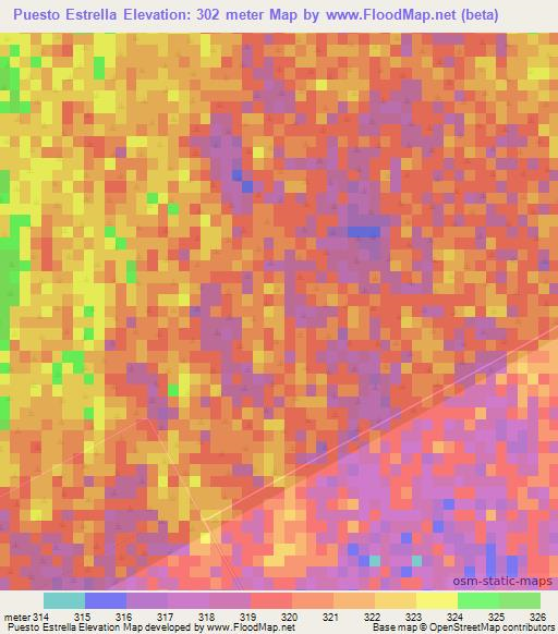 Puesto Estrella,Paraguay Elevation Map