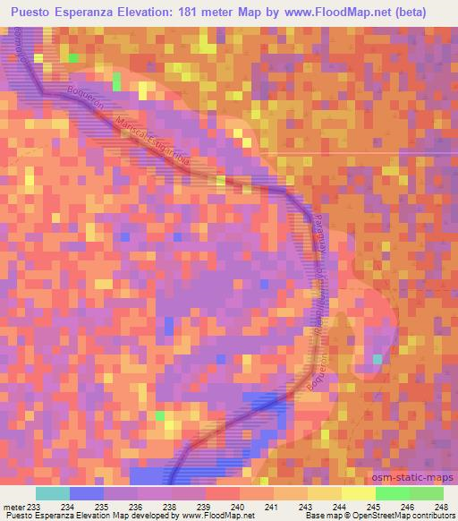 Puesto Esperanza,Paraguay Elevation Map