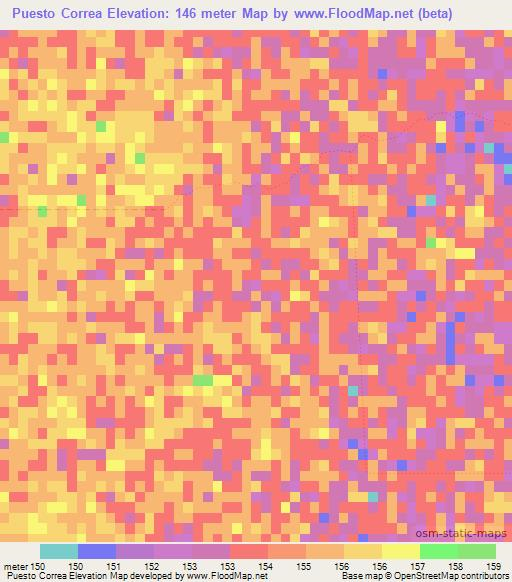 Puesto Correa,Paraguay Elevation Map