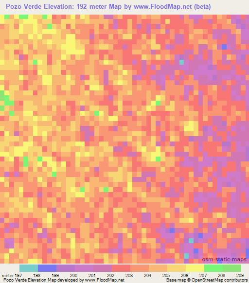 Pozo Verde,Paraguay Elevation Map