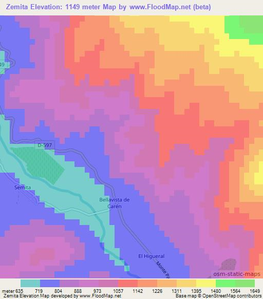 Zemita,Chile Elevation Map