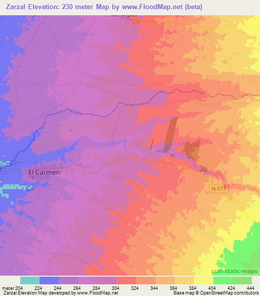 Zarzal,Chile Elevation Map