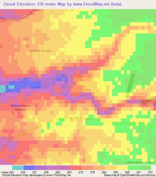Zarzal,Chile Elevation Map