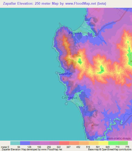 Zapallar,Chile Elevation Map