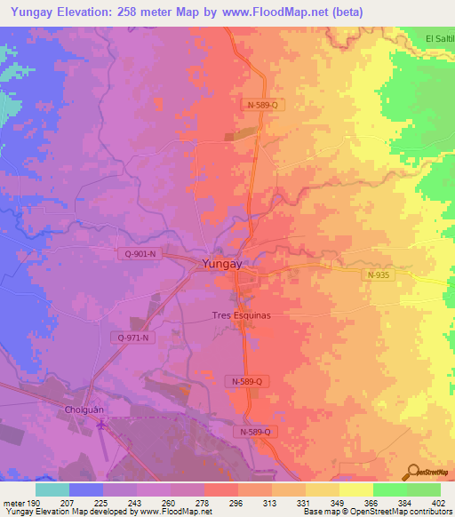 Yungay,Chile Elevation Map