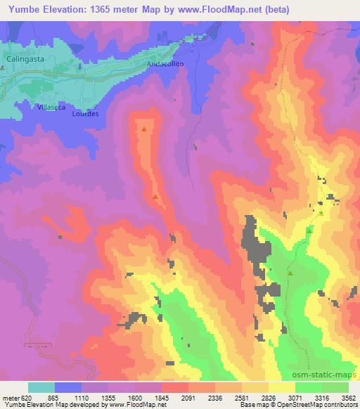 Yumbe,Chile Elevation Map