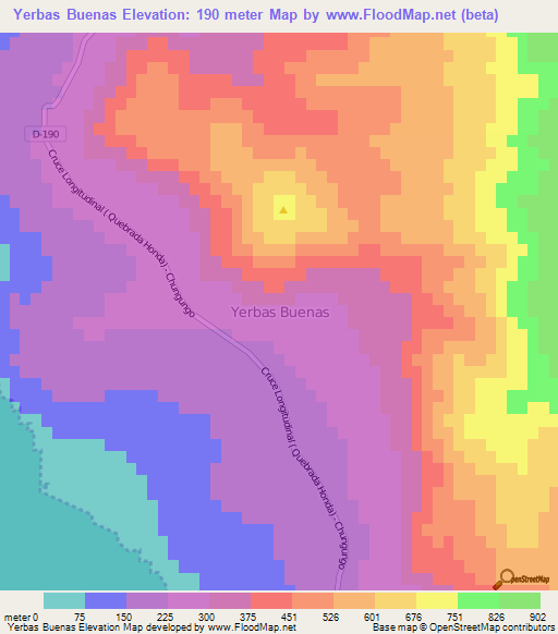 Yerbas Buenas,Chile Elevation Map