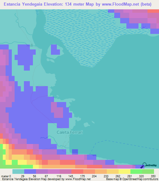 Estancia Yendegaia,Chile Elevation Map