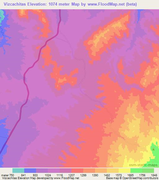 Vizcachitas,Chile Elevation Map