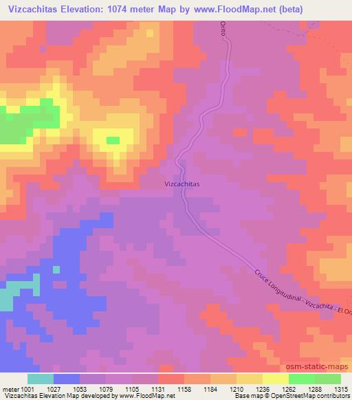 Vizcachitas,Chile Elevation Map