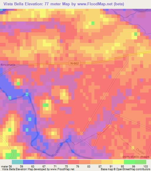 Vista Bella,Chile Elevation Map