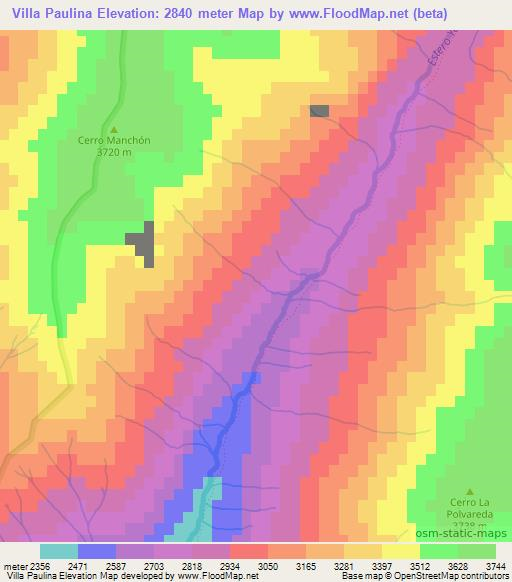 Villa Paulina,Chile Elevation Map
