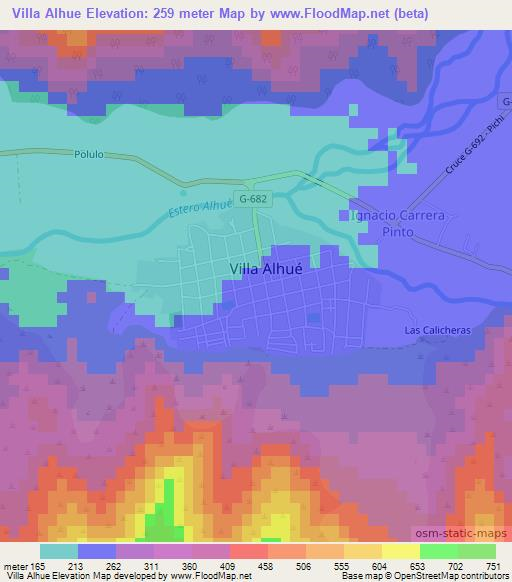 Villa Alhue,Chile Elevation Map