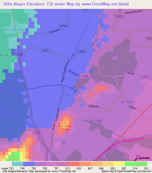 Villa Alegre,Chile Elevation Map