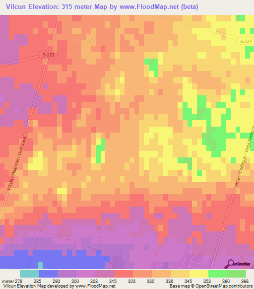 Vilcun,Chile Elevation Map