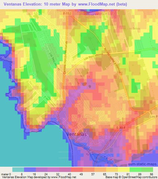 Ventanas,Chile Elevation Map