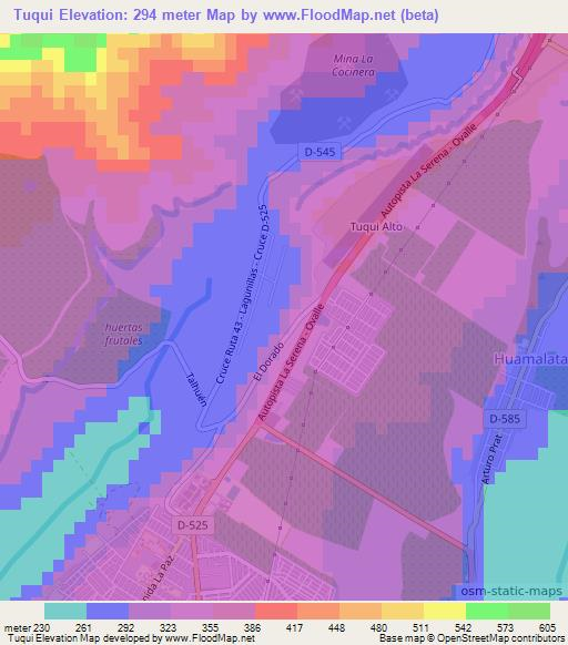 Tuqui,Chile Elevation Map