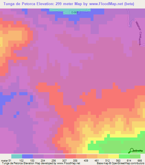 Tunga de Petorca,Chile Elevation Map