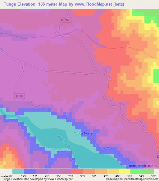 Tunga,Chile Elevation Map