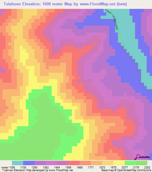 Tulahuen,Chile Elevation Map