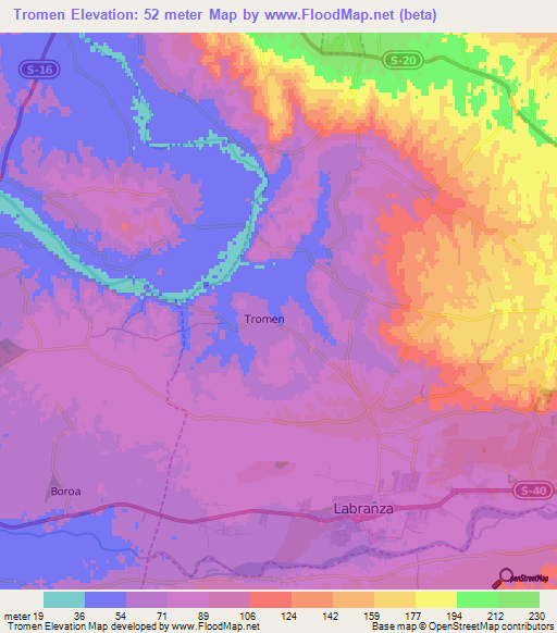 Tromen,Chile Elevation Map