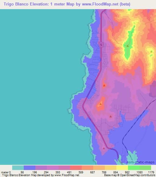 Trigo Blanco,Chile Elevation Map