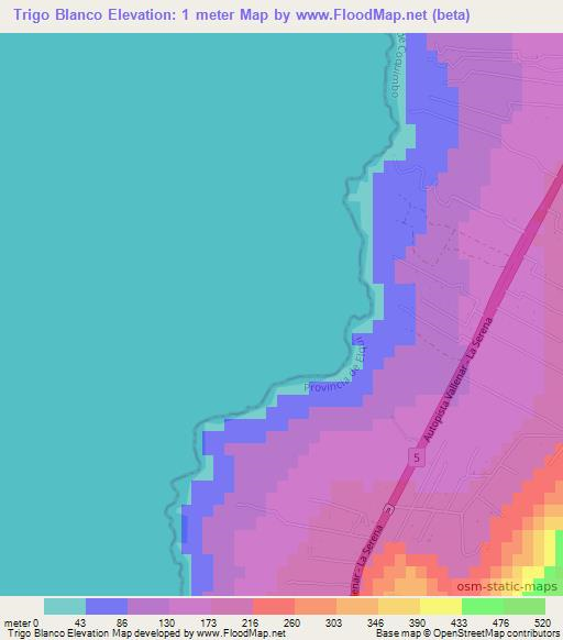 Trigo Blanco,Chile Elevation Map