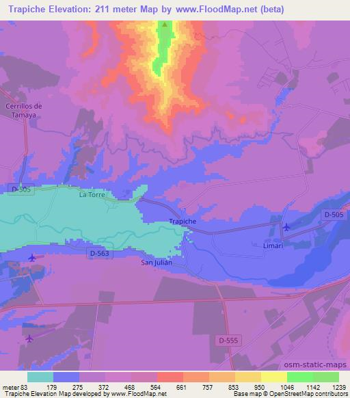 Trapiche,Chile Elevation Map