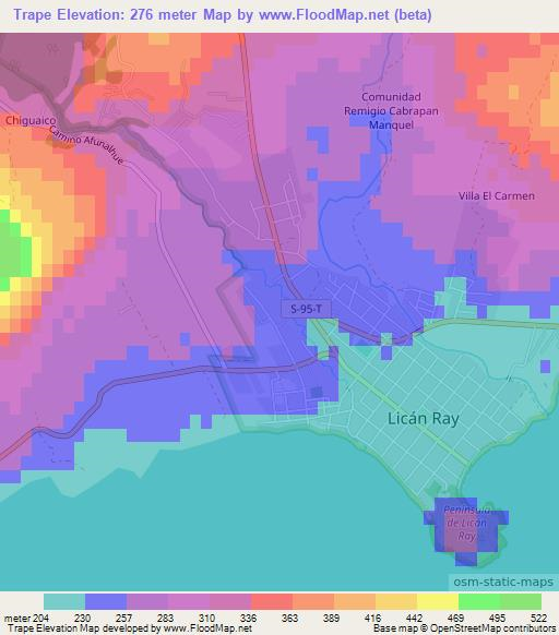 Trape,Chile Elevation Map