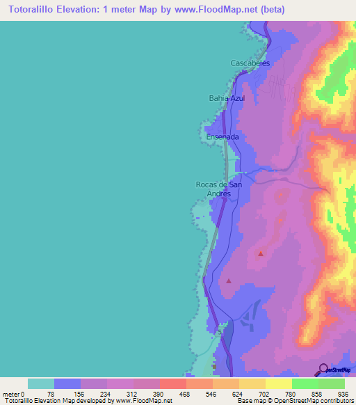 Totoralillo,Chile Elevation Map