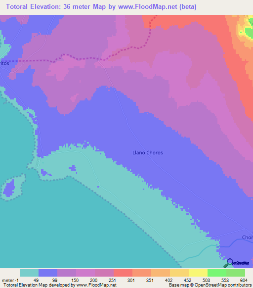 Totoral,Chile Elevation Map