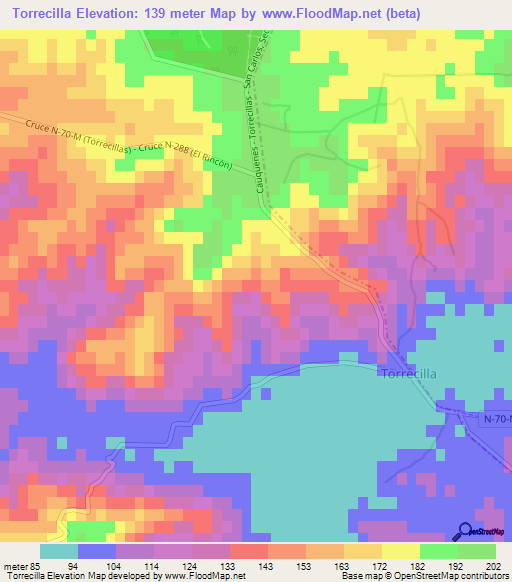 Torrecilla,Chile Elevation Map