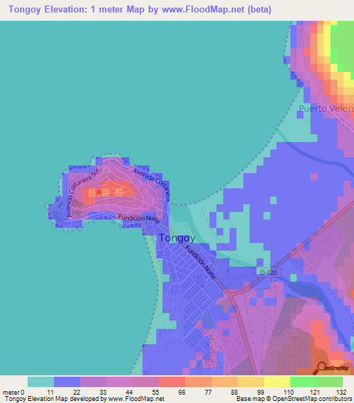 Tongoy,Chile Elevation Map