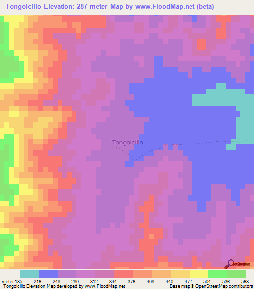 Tongoicillo,Chile Elevation Map