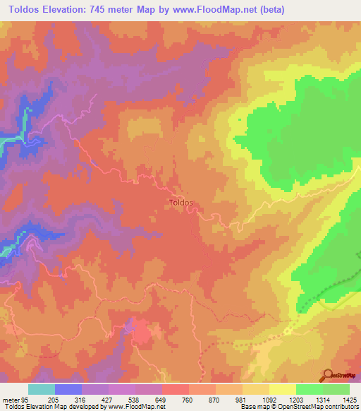 Toldos,Chile Elevation Map