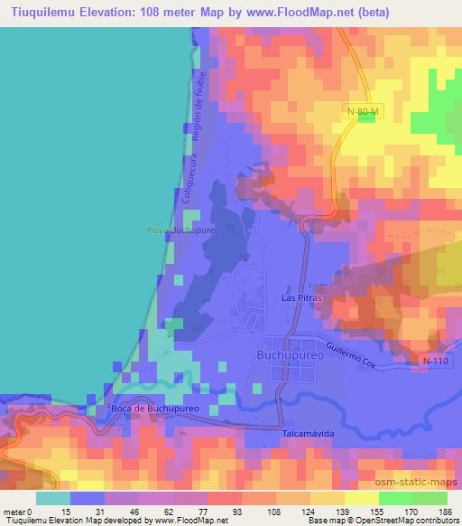 Tiuquilemu,Chile Elevation Map