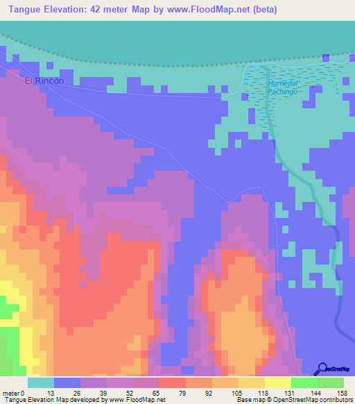 Tangue,Chile Elevation Map