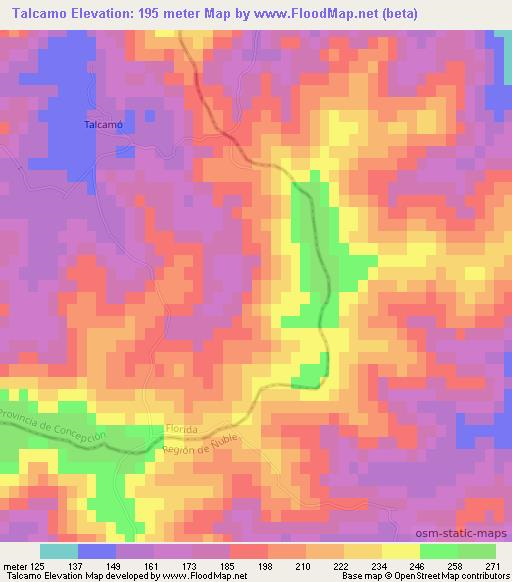 Talcamo,Chile Elevation Map