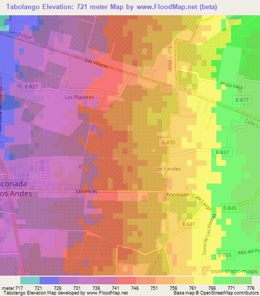 Tabolango,Chile Elevation Map